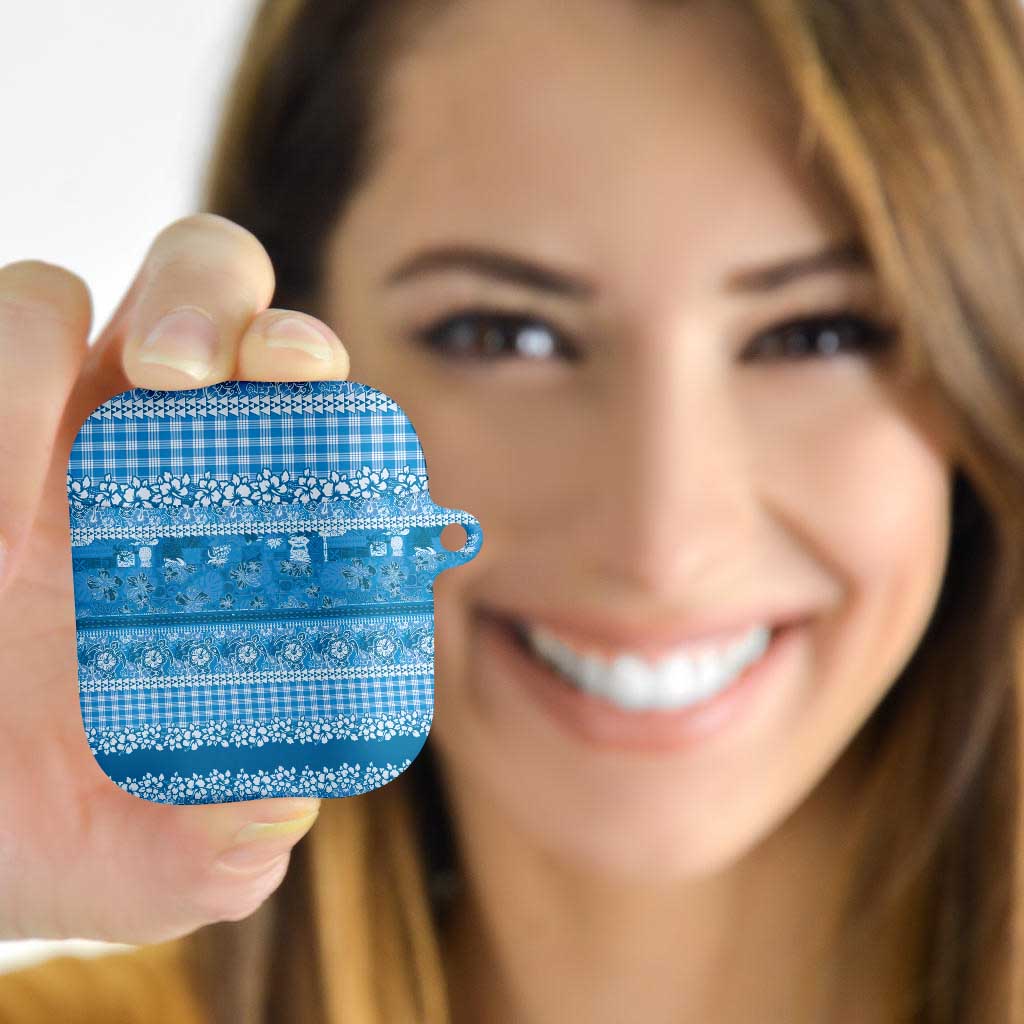 Hawaiian Hibiscus Honu AirPods Case Blue Mele Kalikimaka Palaka Spirit - Polynesian Pride