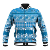 Hawaiian Hibiscus Honu Baseball Jacket Blue Mele Kalikimaka Palaka Spirit - Polynesian Pride