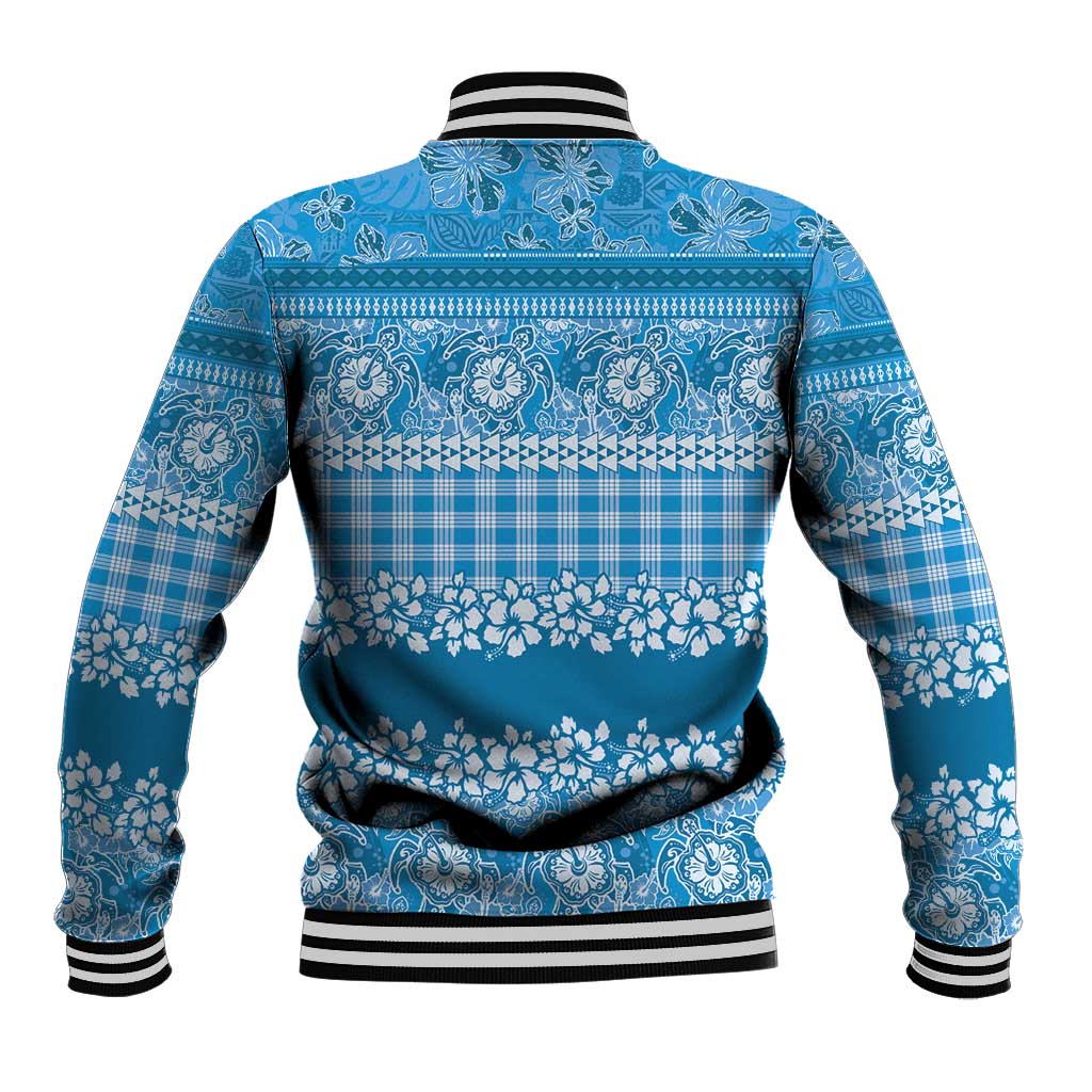 Hawaiian Hibiscus Honu Baseball Jacket Blue Mele Kalikimaka Palaka Spirit - Polynesian Pride