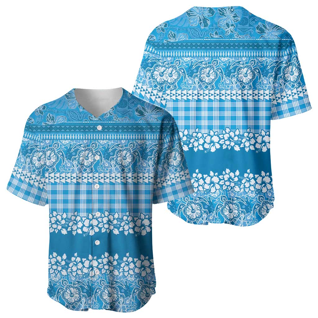 Hawaiian Hibiscus Honu Baseball Jersey Blue Mele Kalikimaka Palaka Spirit - Polynesian Pride