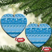 Hawaiian Hibiscus Honu Ceramic Ornament Blue Mele Kalikimaka Palaka Spirit LT9 Heart Blue - Polynesian Pride