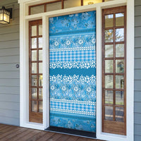 Hawaiian Hibiscus Honu Door Cover Blue Mele Kalikimaka Palaka Spirit LT9 - Polynesian Pride