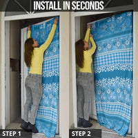 Hawaiian Hibiscus Honu Door Cover Blue Mele Kalikimaka Palaka Spirit LT9 - Polynesian Pride