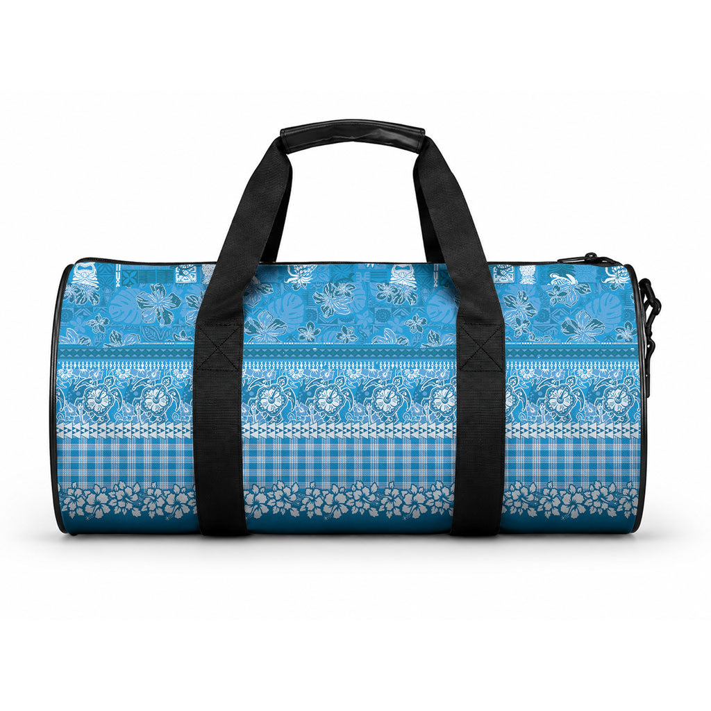 Hawaiian Hibiscus Honu Duffle Bag Blue Mele Kalikimaka Palaka Spirit LT9 One size Blue - Polynesian Pride