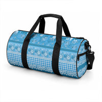 Hawaiian Hibiscus Honu Duffle Bag Blue Mele Kalikimaka Palaka Spirit LT9 - Polynesian Pride