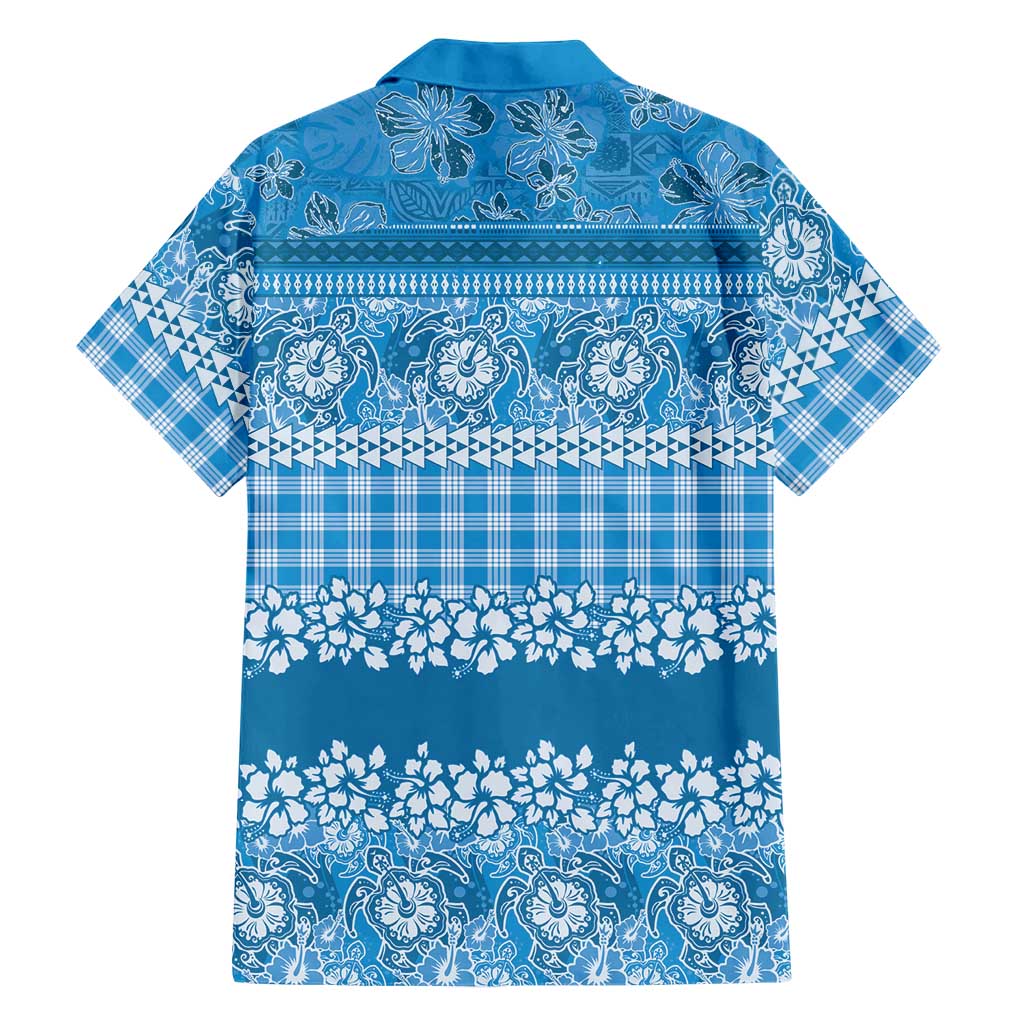 Hawaiian Hibiscus Honu Family Matching Off Shoulder Maxi Dress and Hawaiian Shirt Blue Mele Kalikimaka Palaka Spirit LT9 - Polynesian Pride