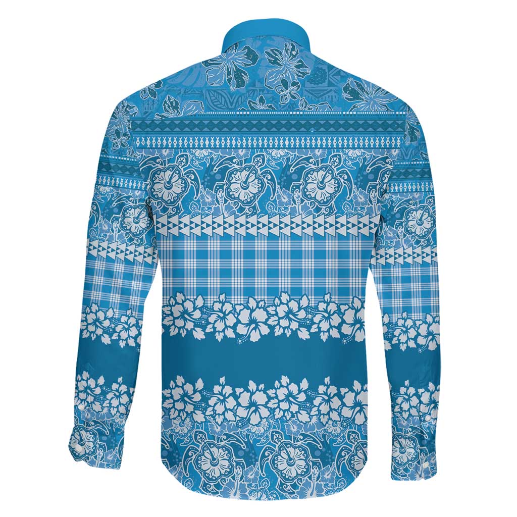 Hawaiian Hibiscus Honu Family Matching Puletasi and Hawaiian Shirt Blue Mele Kalikimaka Palaka Spirit LT9 - Polynesian Pride