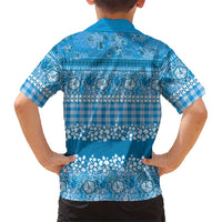 Hawaiian Hibiscus Honu Family Matching Tank Maxi Dress and Hawaiian Shirt Blue Mele Kalikimaka Palaka Spirit LT9 - Polynesian Pride