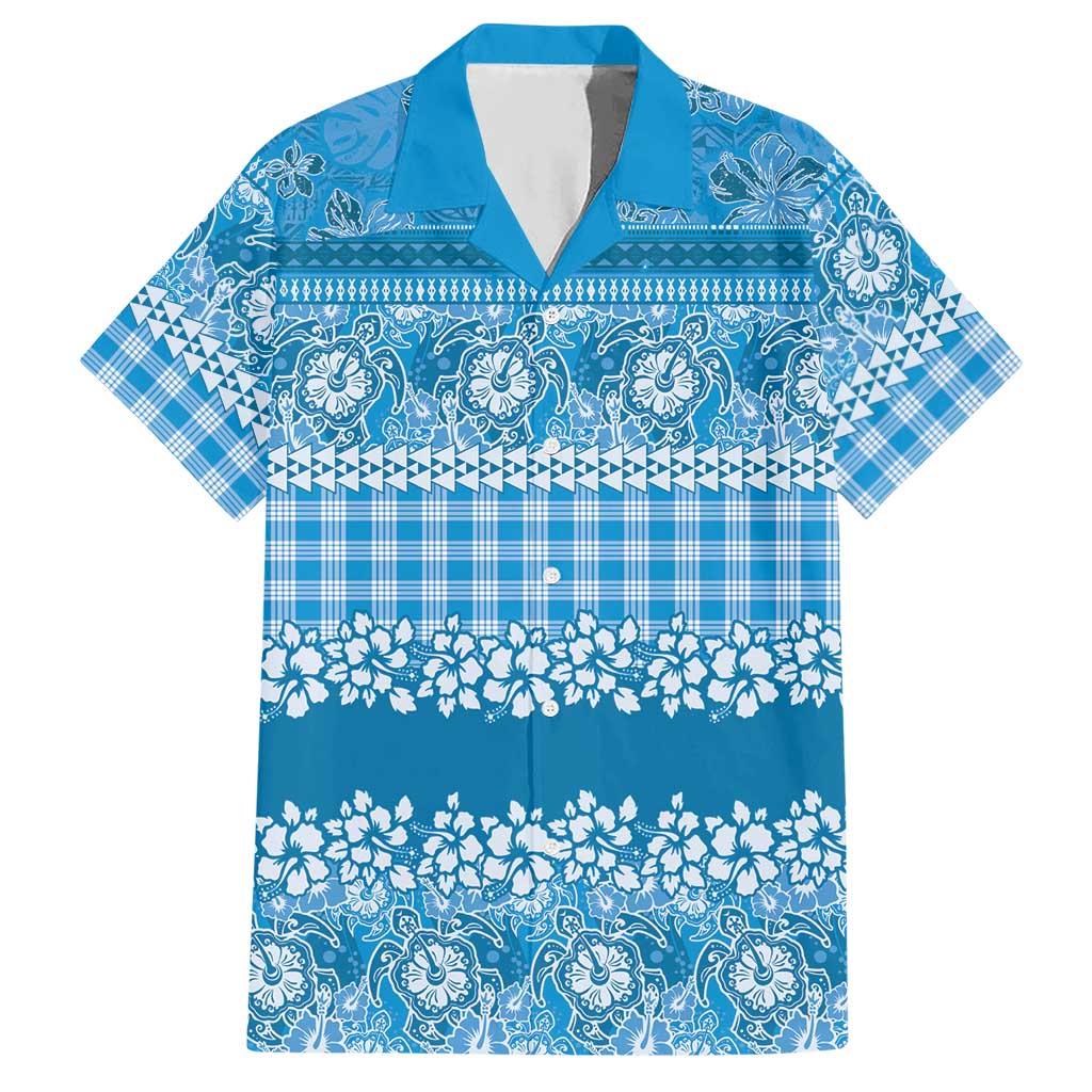 Hawaiian Hibiscus Honu Hawaiian Shirt Blue Mele Kalikimaka Palaka Spirit - Polynesian Pride