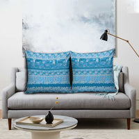 Hawaiian Hibiscus Honu Pillow Cover Blue Mele Kalikimaka Palaka Spirit - Polynesian Pride