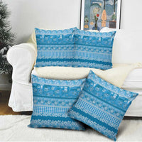Hawaiian Hibiscus Honu Pillow Cover Blue Mele Kalikimaka Palaka Spirit - Polynesian Pride