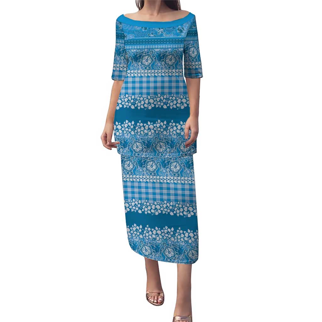 Hawaiian Hibiscus Honu Puletasi Blue Mele Kalikimaka Palaka Spirit - Polynesian Pride