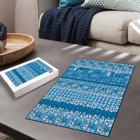 Hawaiian Hibiscus Honu Puzzle Blue Mele Kalikimaka Palaka Spirit - Polynesian Pride