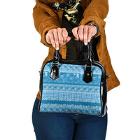 Hawaiian Hibiscus Honu Shoulder Handbag Blue Mele Kalikimaka Palaka Spirit LT9 One Size Blue - Polynesian Pride
