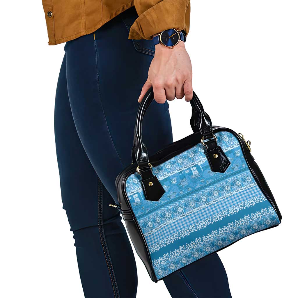 Hawaiian Hibiscus Honu Shoulder Handbag Blue Mele Kalikimaka Palaka Spirit LT9 - Polynesian Pride