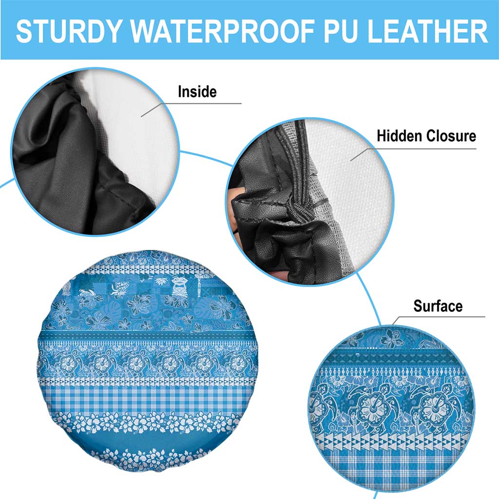 Hawaiian Hibiscus Honu Spare Tire Cover Blue Mele Kalikimaka Palaka Spirit - Polynesian Pride