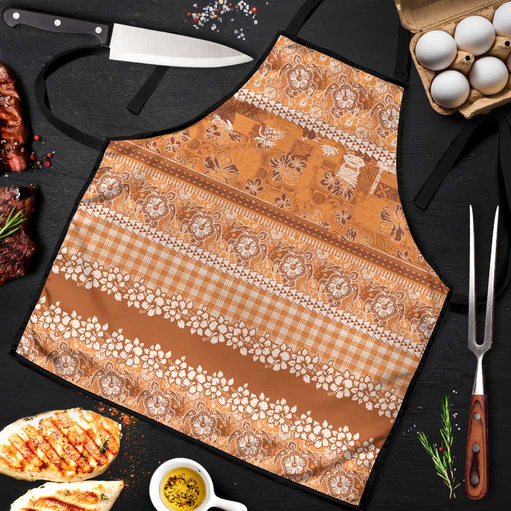 Hawaiian Hibiscus Honu Apron Gold Mele Kalikimaka Palaka Spirit LT9 Gold - Polynesian Pride