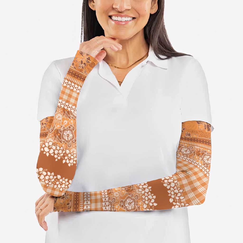 Hawaiian Hibiscus Honu Arm Sleeves Gold Mele Kalikimaka Palaka Spirit - Polynesian Pride
