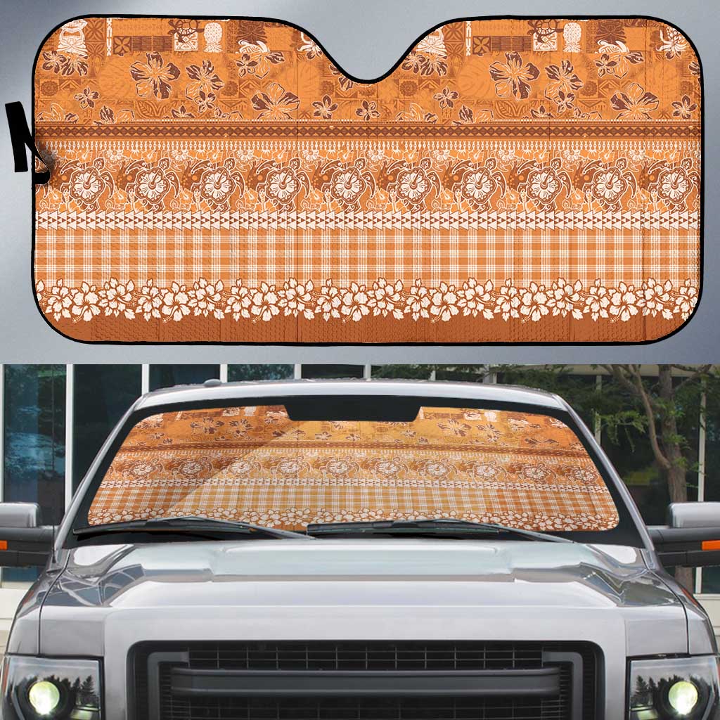 Hawaiian Hibiscus Honu Auto Sun Shade Gold Mele Kalikimaka Palaka Spirit LT9 Gold - Polynesian Pride