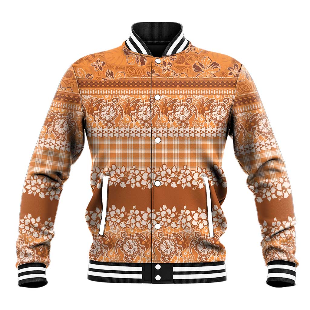 Hawaiian Hibiscus Honu Baseball Jacket Gold Mele Kalikimaka Palaka Spirit - Polynesian Pride