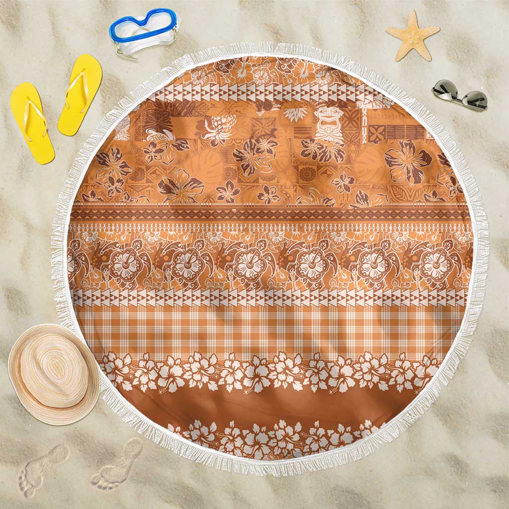 Hawaiian Hibiscus Honu Beach Blanket Gold Mele Kalikimaka Palaka Spirit LT9 One Size 150cm Gold - Polynesian Pride
