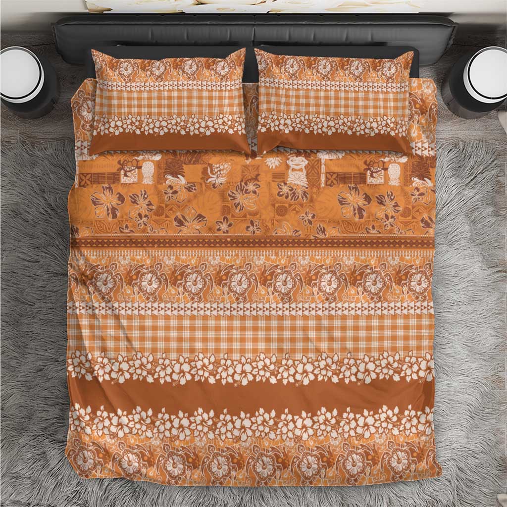 Hawaiian Hibiscus Honu Bedding Set Gold Mele Kalikimaka Palaka Spirit - Polynesian Pride