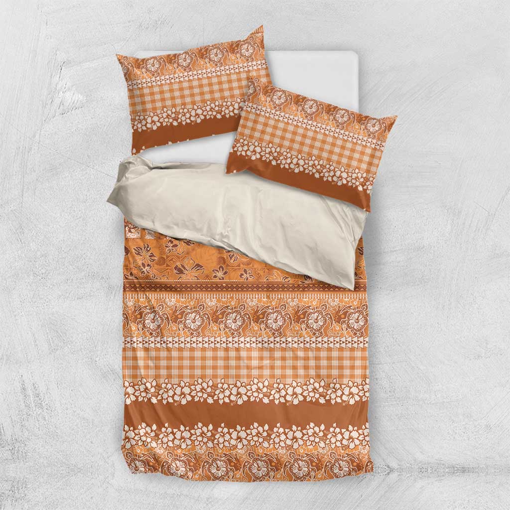 Hawaiian Hibiscus Honu Bedding Set Gold Mele Kalikimaka Palaka Spirit - Polynesian Pride