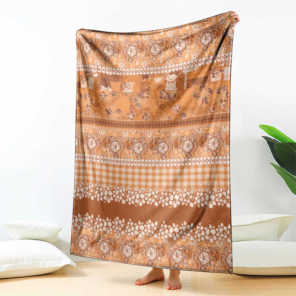 Hawaiian Hibiscus Honu Blanket Gold Mele Kalikimaka Palaka Spirit - Polynesian Pride