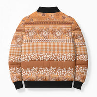Hawaiian Hibiscus Honu Bomber Puffer Jacket Gold Mele Kalikimaka Palaka Spirit - Polynesian Pride
