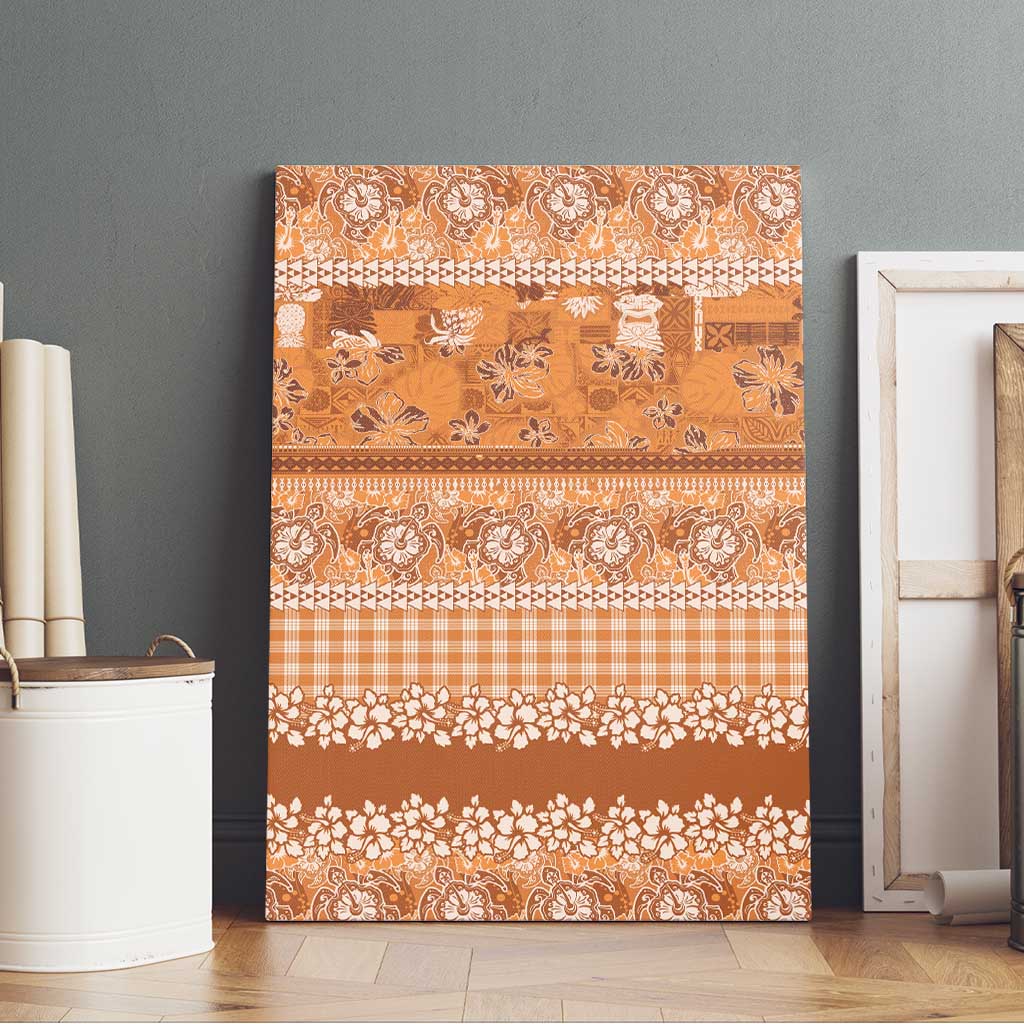 Hawaiian Hibiscus Honu Canvas Wall Art Gold Mele Kalikimaka Palaka Spirit - Polynesian Pride