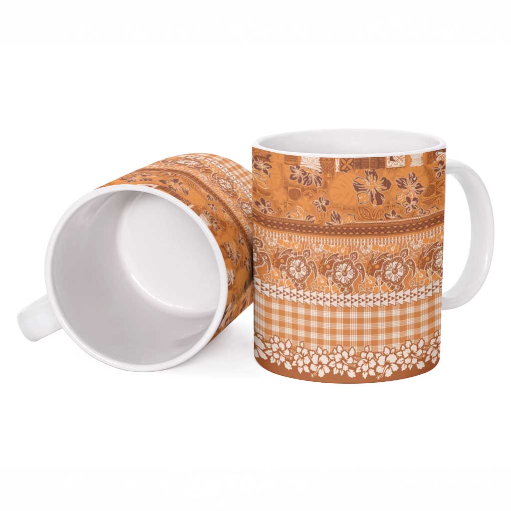 Hawaiian Hibiscus Honu Ceramic Mug Gold Mele Kalikimaka Palaka Spirit LT9 - Polynesian Pride