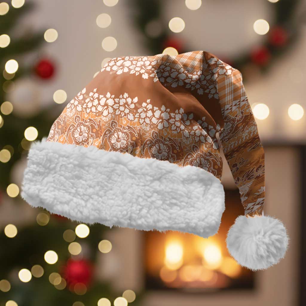 Hawaiian Hibiscus Honu Christmas Santa Hat Gold Mele Kalikimaka Palaka Spirit - Polynesian Pride