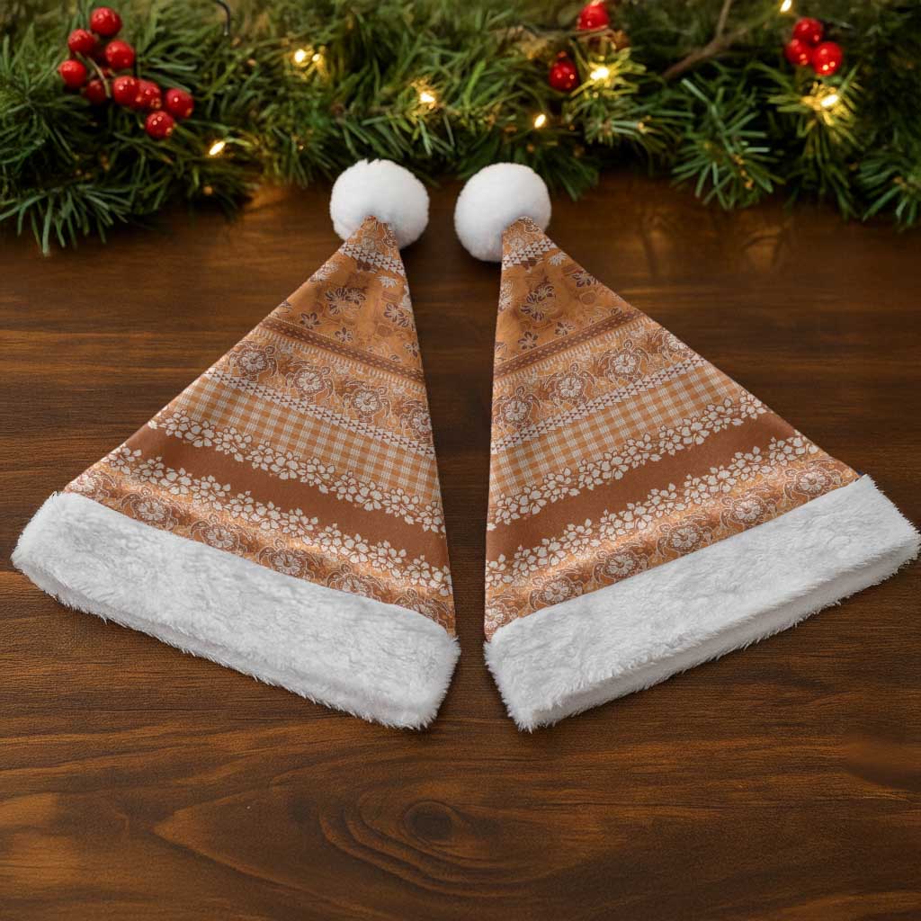 Hawaiian Hibiscus Honu Christmas Santa Hat Gold Mele Kalikimaka Palaka Spirit - Polynesian Pride
