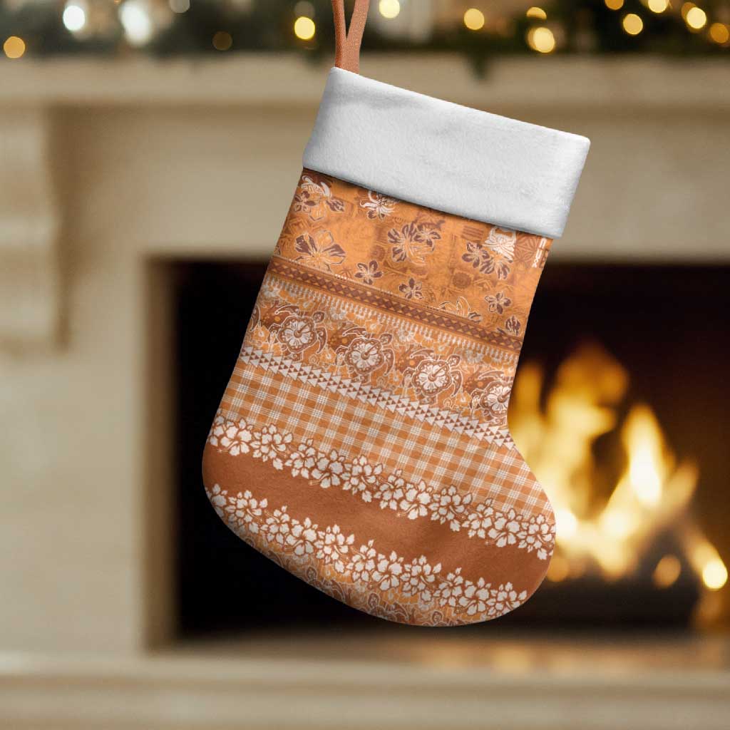 Hawaiian Hibiscus Honu Christmas Stocking Gold Mele Kalikimaka Palaka Spirit - Polynesian Pride