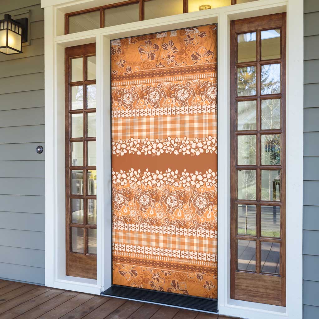 Hawaiian Hibiscus Honu Door Cover Gold Mele Kalikimaka Palaka Spirit - Polynesian Pride
