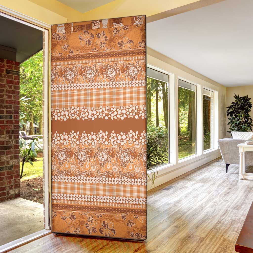 Hawaiian Hibiscus Honu Door Cover Gold Mele Kalikimaka Palaka Spirit - Polynesian Pride