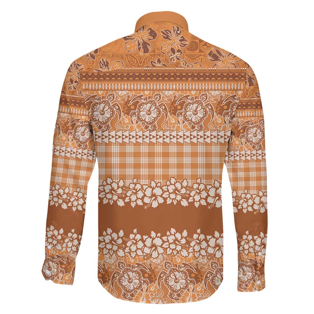 Hawaiian Hibiscus Honu Family Matching Long Sleeve Bodycon Dress and Hawaiian Shirt Gold Mele Kalikimaka Palaka Spirit LT9 - Polynesian Pride