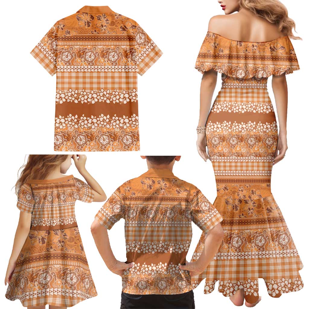 Hawaiian Hibiscus Honu Family Matching Mermaid Dress and Hawaiian Shirt Gold Mele Kalikimaka Palaka Spirit LT9 - Polynesian Pride