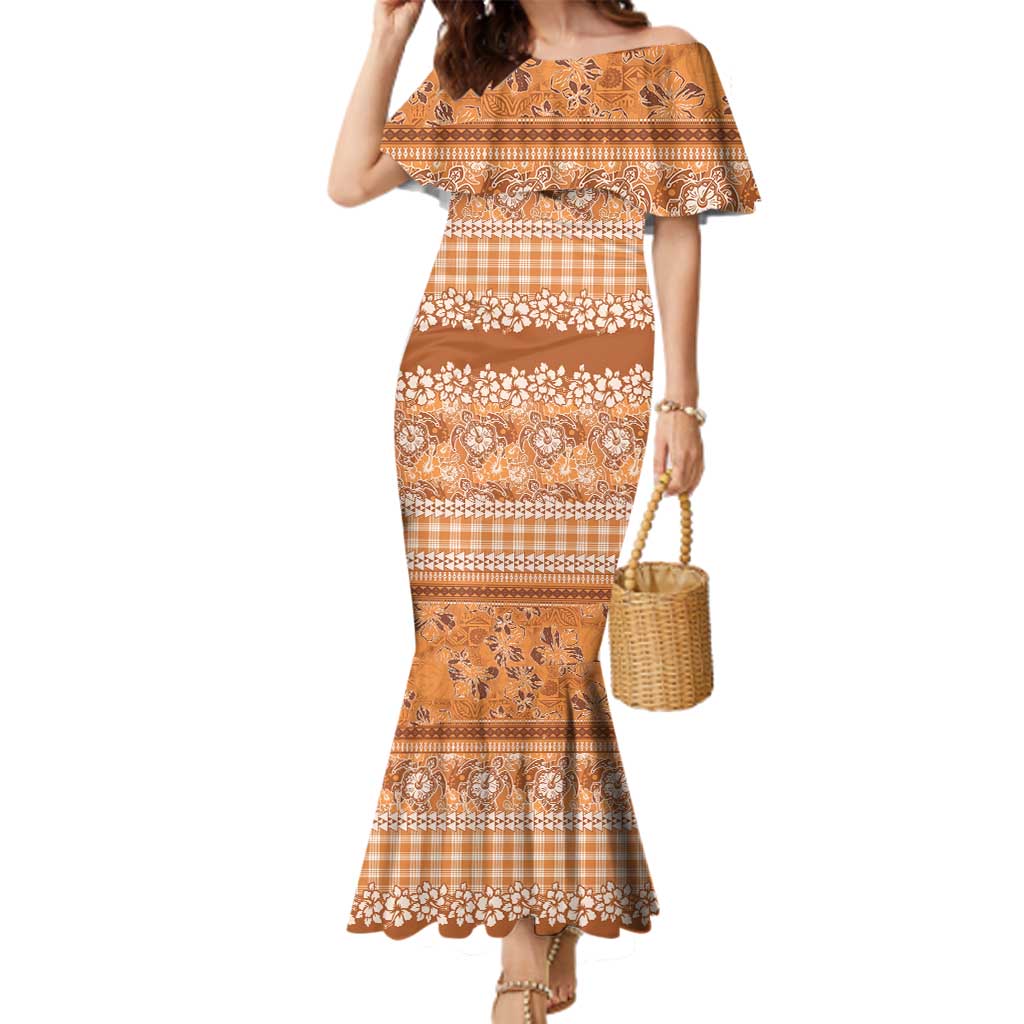 Hawaiian Hibiscus Honu Family Matching Mermaid Dress and Hawaiian Shirt Gold Mele Kalikimaka Palaka Spirit LT9 Gold - Polynesian Pride