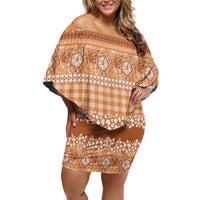 Hawaiian Hibiscus Honu Family Matching Off Shoulder Short Dress and Hawaiian Shirt Gold Mele Kalikimaka Palaka Spirit LT9 Gold - Polynesian Pride