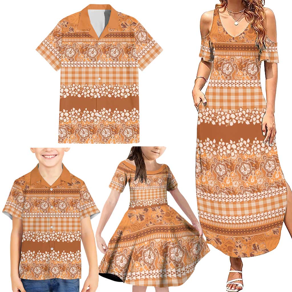 Hawaiian Hibiscus Honu Family Matching Summer Maxi Dress and Hawaiian Shirt Gold Mele Kalikimaka Palaka Spirit LT9 - Polynesian Pride