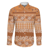 Hawaiian Hibiscus Honu Family Matching Summer Maxi Dress and Hawaiian Shirt Gold Mele Kalikimaka Palaka Spirit LT9 Dad's Shirt - Long Sleeve Gold - Polynesian Pride