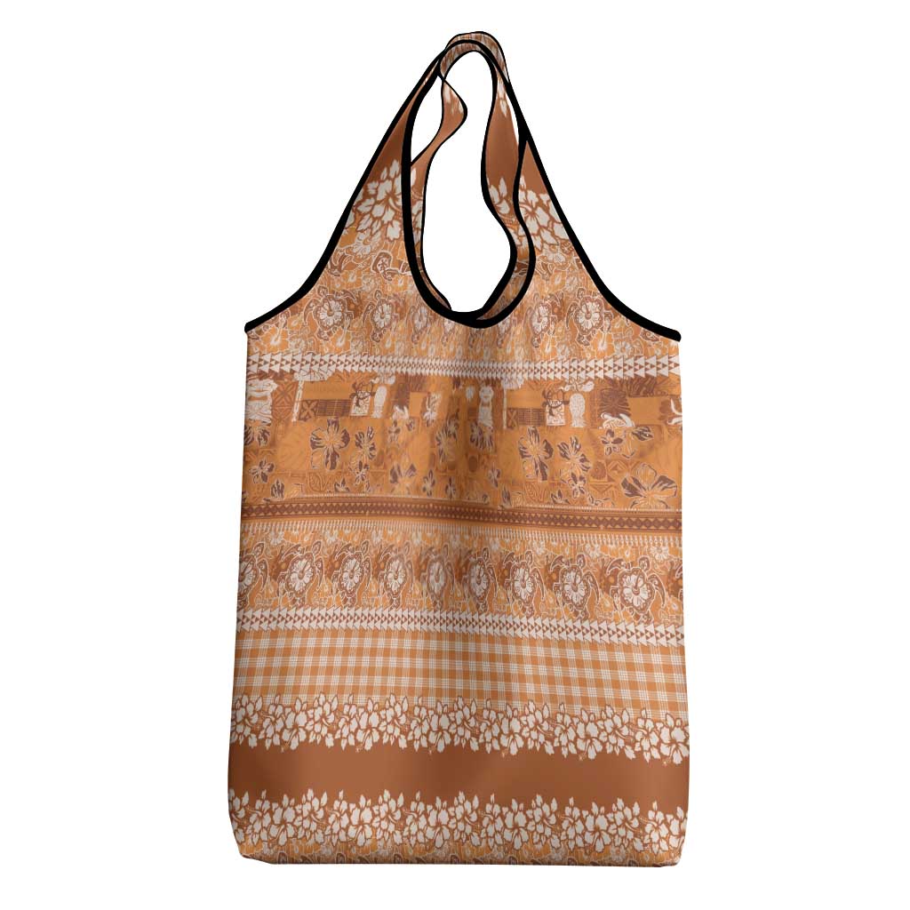 Hawaiian Hibiscus Honu Grocery Bag Gold Mele Kalikimaka Palaka Spirit - Polynesian Pride
