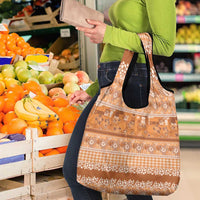 Hawaiian Hibiscus Honu Grocery Bag Gold Mele Kalikimaka Palaka Spirit - Polynesian Pride
