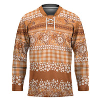 Hawaiian Hibiscus Honu Hockey Jersey Gold Mele Kalikimaka Palaka Spirit - Polynesian Pride