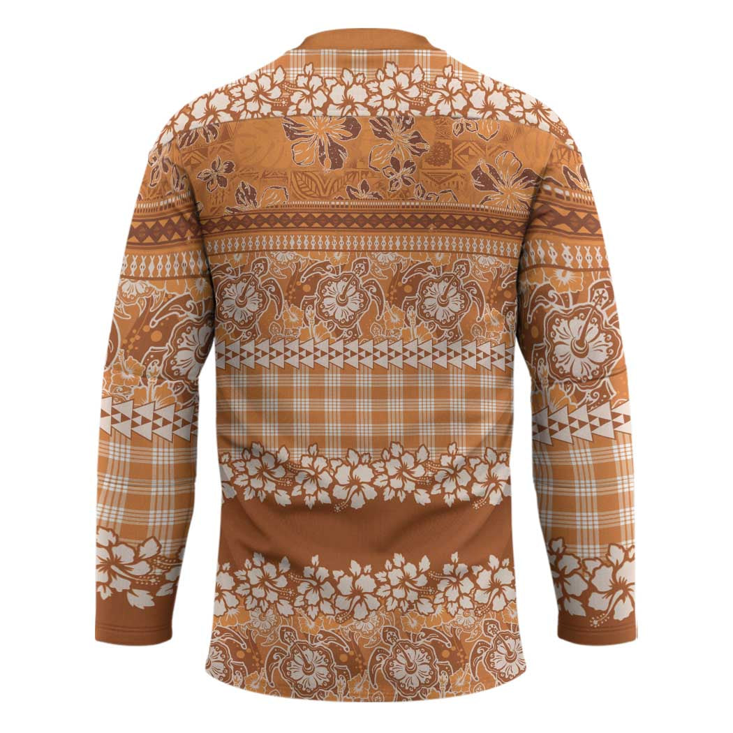 Hawaiian Hibiscus Honu Hockey Jersey Gold Mele Kalikimaka Palaka Spirit - Polynesian Pride