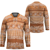 Hawaiian Hibiscus Honu Hockey Jersey Gold Mele Kalikimaka Palaka Spirit - Polynesian Pride