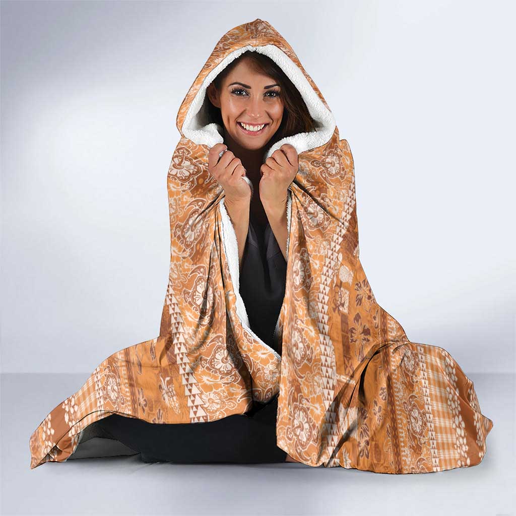 Hawaiian Hibiscus Honu Hooded Blanket Gold Mele Kalikimaka Palaka Spirit - Polynesian Pride
