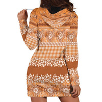 Hawaiian Hibiscus Honu Hoodie Dress Gold Mele Kalikimaka Palaka Spirit LT9 - Polynesian Pride