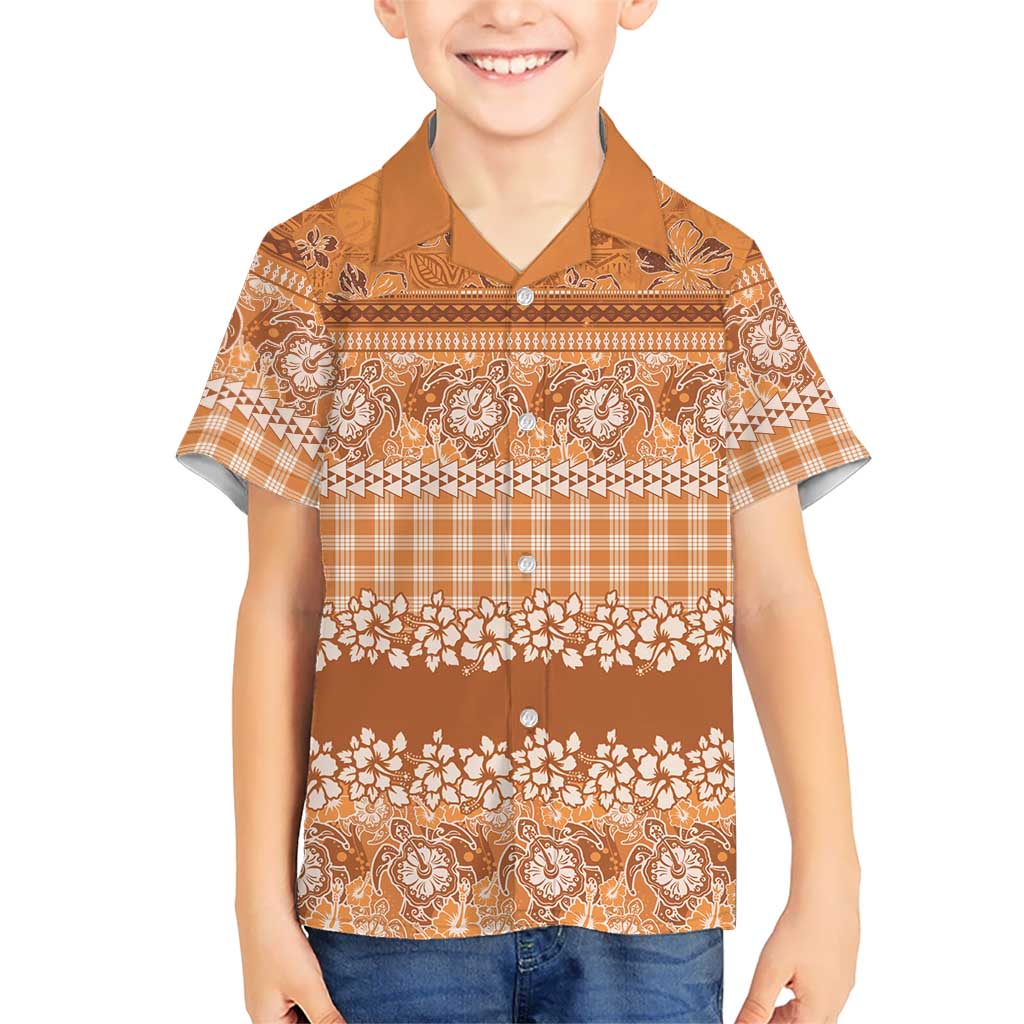 Hawaiian Hibiscus Honu Kid Hawaiian Shirt Gold Mele Kalikimaka Palaka Spirit - Polynesian Pride